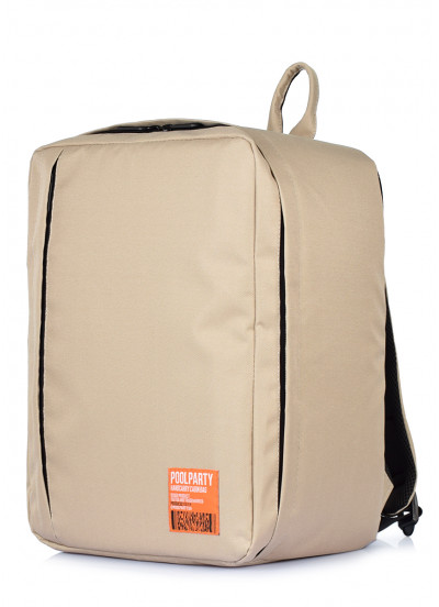 Рюкзак для ручної поклажі POOLPARTY Airport 40x30x20см Wizz Air / МАУ бежевий