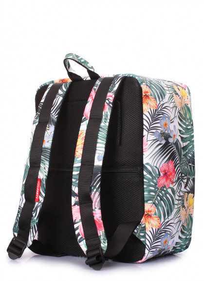 Рюкзак для ручной клади POOLPARTY Airport 40x30x20см Wizz Air / МАУ с тропическим принтом