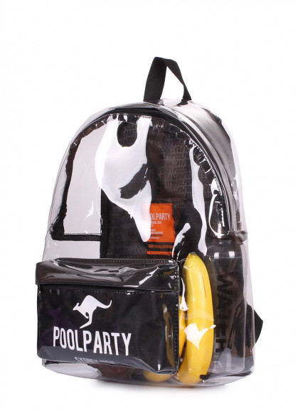 Прозорий рюкзак POOLPARTY Plastic чорний