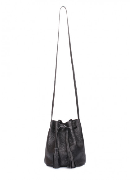 Жіноча шкіряна сумочка на зав'язках POOLPARTY Bucket чорна