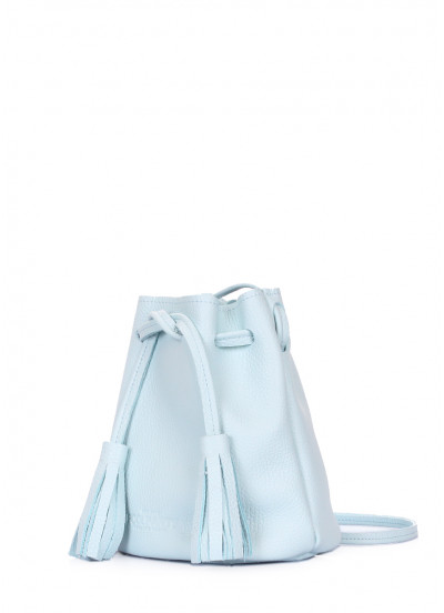 Женская кожаная сумочка на завязках POOLPARTY Bucket голубая