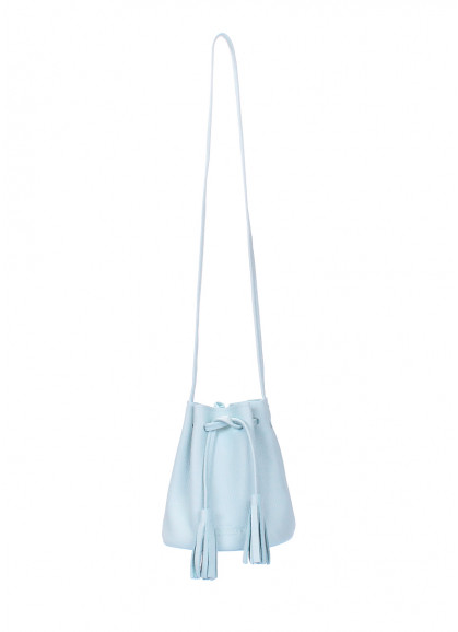 Женская кожаная сумочка на завязках POOLPARTY Bucket голубая