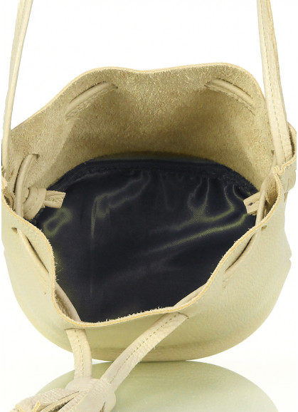 Женская кожаная сумочка на завязках POOLPARTY Bucket желтая
