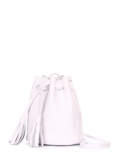 Женская кожаная сумочка на завязках POOLPARTY Bucket белая