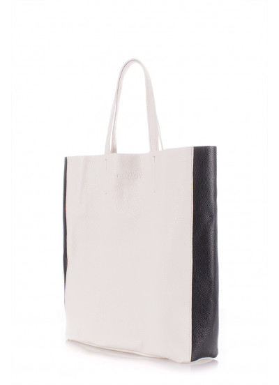 Женская кожаная сумка POOLPARTY City бело-черная