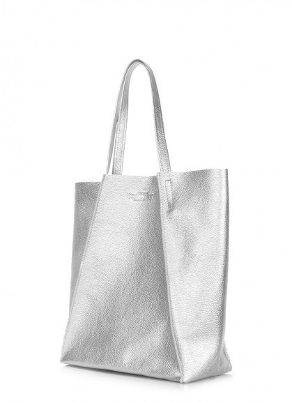 Женская кожаная сумка POOLPARTY Edge серебряная