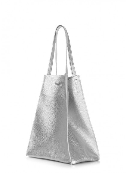 Женская кожаная сумка POOLPARTY Edge серебряная