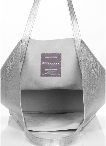 Жіноча шкіряна сумка POOLPARTY Edge срібна