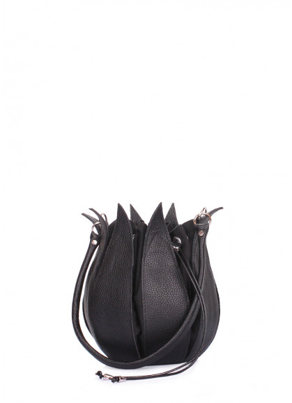 Женская кожаная сумка POOLPARTY Flower черная