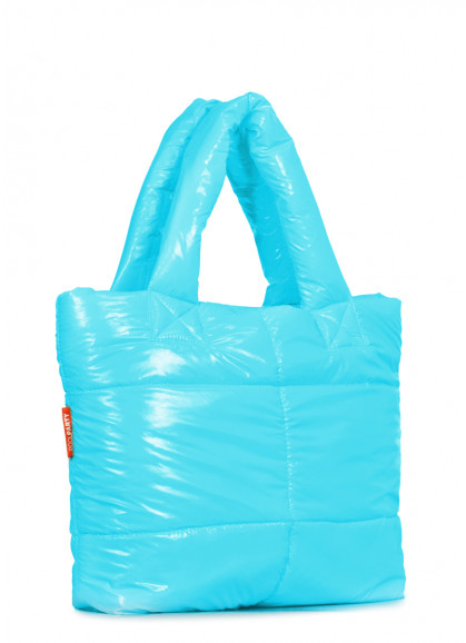 Дутая стеганая сумка POOLPARTY Fluffy неоновая голубая