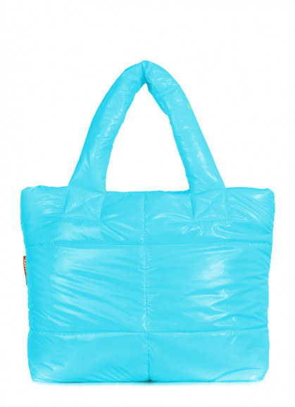 Дутая стеганая сумка POOLPARTY Fluffy неоновая голубая