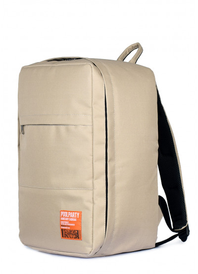 Рюкзак для ручної поклажі POOLPARTY Hub 40x25x20см Ryanair / Wizz Air / МАУ бежевий