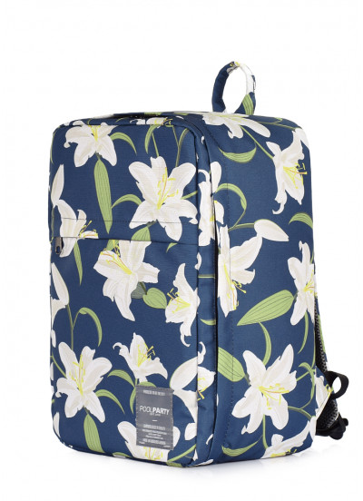 Рюкзак для ручної поклажі POOLPARTY Hub 
hub-lily 40x25x20см Ryanair / Wizz Air / МАУ з ліліями