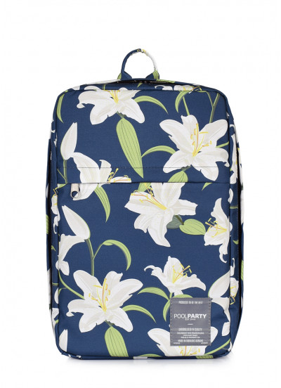 Рюкзак для ручної поклажі POOLPARTY Hub 
hub-lily 40x25x20см Ryanair / Wizz Air / МАУ з ліліями