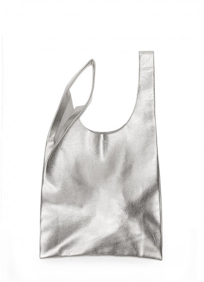 Женская кожаная сумка-пакет POOLPARTY серебряная