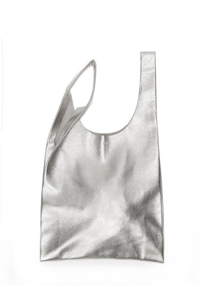 Женская кожаная сумка-пакет POOLPARTY серебряная