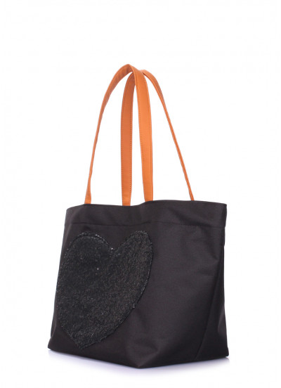 Женская текстильная сумка с глиттером POOLPARTY Lovetote черная 