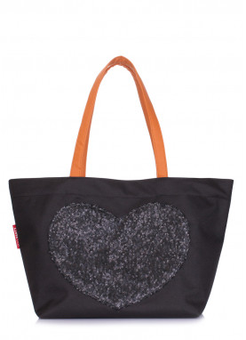 Жіноча текстильна сумка з глітером POOLPARTY Lovetote чорна