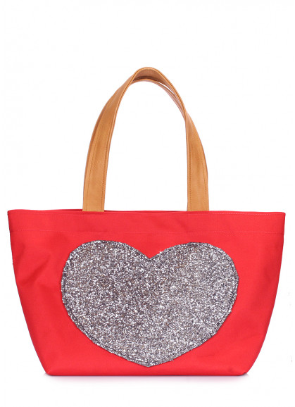 Жіноча текстильна сумка з глітером POOLPARTY Lovetote червона