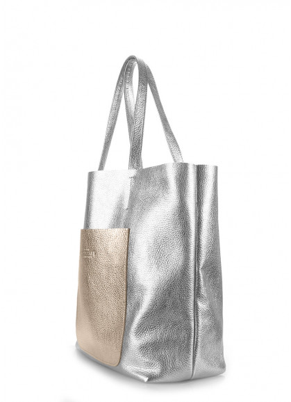 Женская кожаная сумка POOLPARTY Mania серебряная
