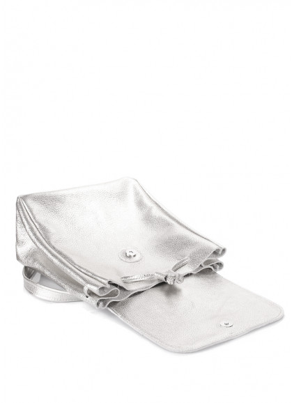 Рюкзак кожаный на завязках POOLPARTY Paris серебряный