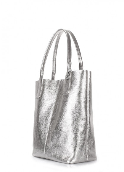 Женская кожаная сумка POOLPARTY Podium серебряная
