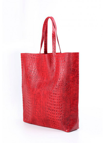 Женская кожаная сумка с тиснением под крокодила POOLPARTY City красная