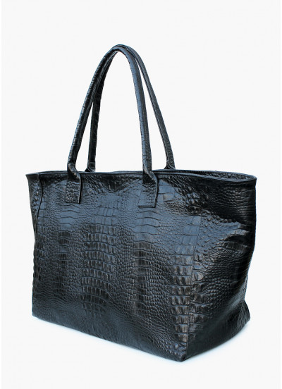 Женская кожаная сумка с тиснением под крокодила POOLPARTY Desire черная