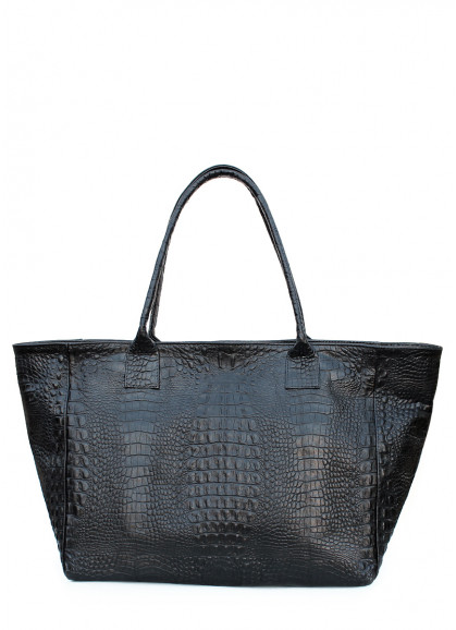 Женская кожаная сумка с тиснением под крокодила POOLPARTY Desire черная