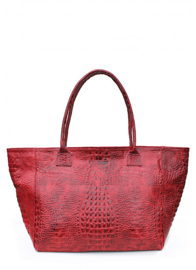 Женская кожаная сумка с тиснением под крокодила POOLPARTY Desire красная