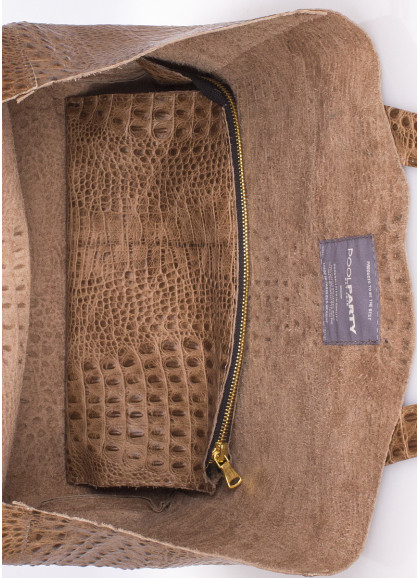 Женская кожаная сумка с тиснением под крокодила POOLPARTY Fiore бежевая