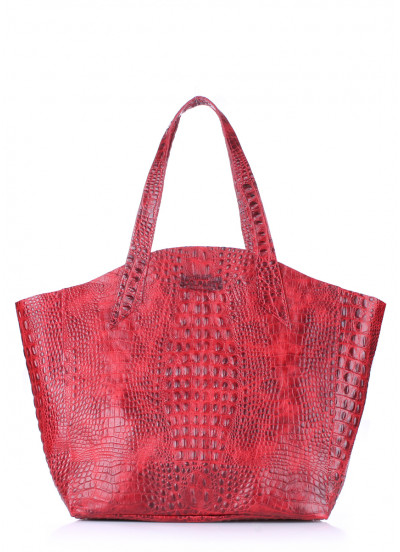 Женская кожаная сумка с тиснением под крокодила POOLPARTY Fiore красная