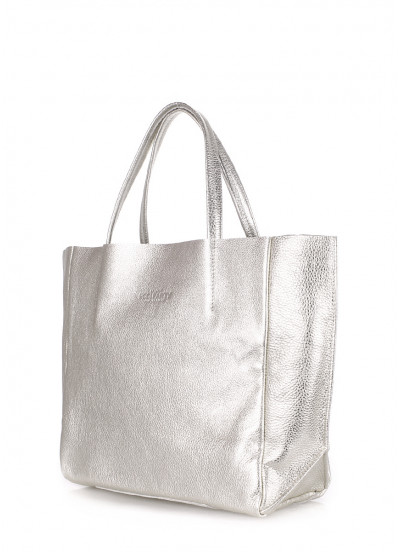 Женская кожаная сумка POOLPARTY Soho серебряная
