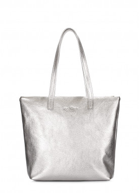 Женская кожаная сумка POOLPARTY Secret серебряная