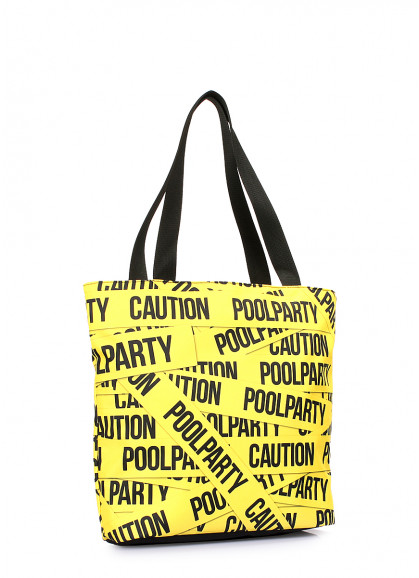 Женская текстильная сумка POOLPARTY Select с принтом CAUTION