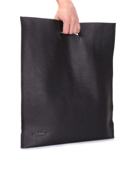 Женская кожаная сумка POOLPARTY Shopper черная
