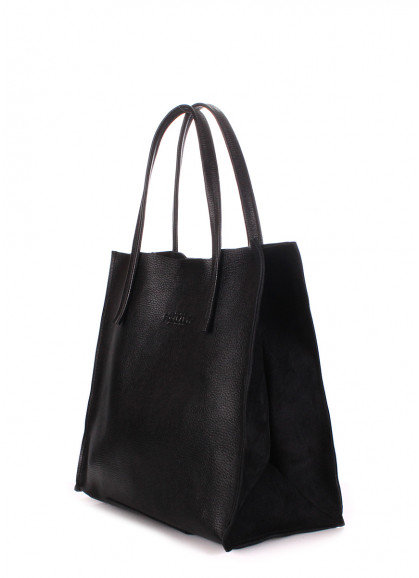 Женская кожаная сумка POOLPARTY Soho Versa черная