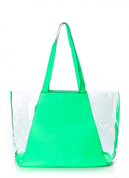 Зелена сумка з прозорими вставками